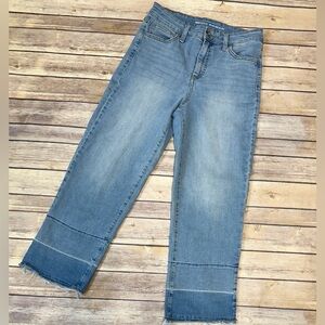 INC International Concepts High Rise Wide Leg Crop Jeans Released Hem Size 4